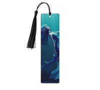 Segnalibro in legno a forma di sirena blu con ciondolo a nappa, unico segnalibro in legno fatto a mano, ideale come regalo di compleanno