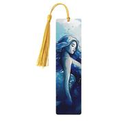 Segnalibro in legno a forma di sirena blu, per uomini, donne, insegnanti, regalo vintage, fatto a mano, segna libri per leggere le pagine, etichette regalo da appendere, ornamenti segnalibri in legno