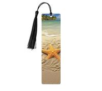 Segnalibro in legno a forma di stella marina con palme, per uomini e donne, segnalibro unico fatto a mano con nappa, per amanti dei libri, regalo per insegnanti di compleanno