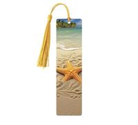 Segnalibro in legno a forma di stella marina con palme, per uomini e donne, segnalibro unico fatto a mano con nappa, per amanti dei libri, regalo per insegnanti di compleanno