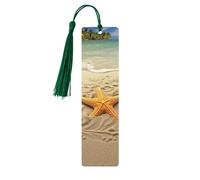 Segnalibro in legno a forma di stella marina con palme, per uomini e donne, segnalibro unico fatto a mano con nappa, per amanti dei libri, regalo per insegnanti di compleanno