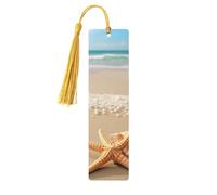 Segnalibro in legno a forma di stella marina, conchiglie e spiaggia, per uomini e donne, segnalibro unico fatto a mano con nappa, per amanti dei libri, regalo di compleanno per insegnanti