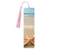 Segnalibro in legno a forma di stella marina, conchiglie e spiaggia, per uomini e donne, segnalibro unico fatto a mano con nappa, per amanti dei libri, regalo di compleanno per insegnanti