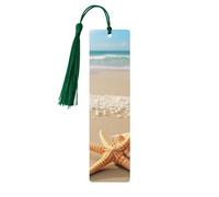 Segnalibro in legno a forma di stella marina, conchiglie e spiaggia, per uomini e donne, segnalibro unico fatto a mano con nappa, per amanti dei libri, regalo di compleanno per insegnanti