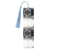 Segnalibro in legno blu cielo - double face bianco e nero New York Full Print decorativo per sala studio, ufficio, aula, biblioteca