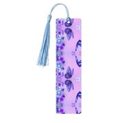 Segnalibro in legno blu cielo - Farfalla viola double face stampa completa decorativa per sala studio, ufficio, aula, biblioteca