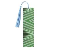 Segnalibro in legno celeste - Segnalibro double-face classico a righe verdi con nappe per libri con copertina rigida, diari, quaderni