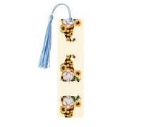 Segnalibro in legno celeste - Segnalibro double-face con stampa floreale gialla con nappa per libri con copertina rigida, diari, quaderni