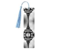 Segnalibro in legno celeste - Segnalibro double-face nero Parigi Torre Eiffel con nappe per libri con copertina rigida, diari, quaderni