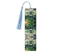 Segnalibro in legno celeste - Segnalibro double-face retrò a forma di bicicletta con nappe per libri con copertina rigida, diari, quaderni