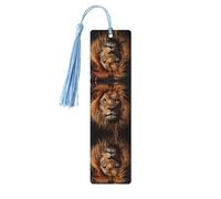 Segnalibro in legno celeste - Stampa Lo sguardo del leone ideale per copertina rigida - accessorio perfetto per sala studio, ufficio e biblioteca