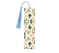 Segnalibro in legno celeste - Stampa piante del deserto ideale per copertina rigida - accessorio perfetto per sala studio, ufficio e biblioteca