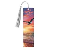 Segnalibro in legno colorato con gabbiano che vola sopra il cielo colorato, per uomini, donne, insegnanti, regalo vintage, fatto a mano, segna libri per leggere le pagine, etichette regalo da