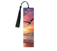 Segnalibro in legno colorato con gabbiano che vola sopra il cielo colorato, per uomini, donne, insegnanti, regalo vintage, fatto a mano, segna libri per leggere le pagine, etichette regalo da