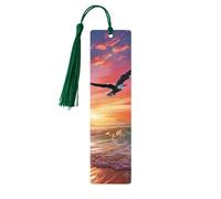 Segnalibro in legno colorato con gabbiano che vola sopra il cielo colorato, per uomini, donne, insegnanti, regalo vintage, fatto a mano, segna libri per leggere le pagine, etichette regalo da