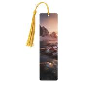 Segnalibro in legno con alba sopra Hamnoy, per uomini e donne, segnalibro in legno unico fatto a mano, con nappa, per amanti dei libri, regalo di compleanno per insegnanti