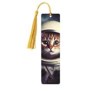 Segnalibro in legno con animale gatto astronauta per uomini donne insegnanti regalo vintage fatto a mano segnalibri per leggere pagine marcatori da appendere etichette regalo ornamenti segnalibri in