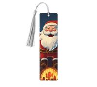 Segnalibro in legno con Babbo Natale nel camino per gli amanti dei libri, segnalibri fai da te in legno da appendere con nappe colorate, etichette in legno, ornamenti, regalo insolito per uomini e