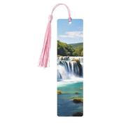 Segnalibro in legno con cascate sul fiume Krka Segnalibro in legno fai da te Segnalibro da appendere in legno con nappe colorate Etichette regalo in legno Regalo insolito per gli amanti dei libri