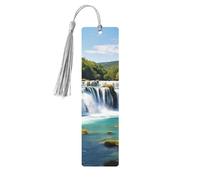 Segnalibro in legno con cascate sul fiume Krka Segnalibro in legno fai da te Segnalibro da appendere in legno con nappe colorate Etichette regalo in legno Regalo insolito per gli amanti dei libri