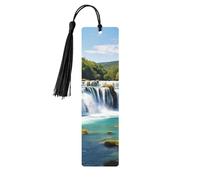Segnalibro in legno con cascate sul fiume Krka Segnalibro in legno fai da te Segnalibro da appendere in legno con nappe colorate Etichette regalo in legno Regalo insolito per gli amanti dei libri