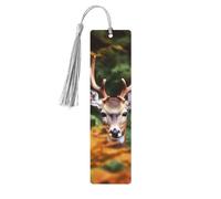 Segnalibro in legno con cervi tra foglie spesse, segnalibro fai da te in legno con nappe colorate, etichette regalo in legno, regalo insolito per gli amanti dei libri, uomini e donne