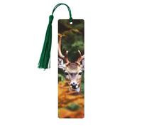 Segnalibro in legno con cervi tra foglie spesse, segnalibro fai da te in legno con nappe colorate, etichette regalo in legno, regalo insolito per gli amanti dei libri, uomini e donne