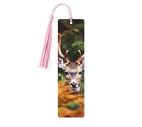 Segnalibro in legno con cervi tra foglie spesse, segnalibro fai da te in legno con nappe colorate, etichette regalo in legno, regalo insolito per gli amanti dei libri, uomini e donne