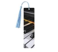 Segnalibro in legno con ciondolo a forma di chiave di pianoforte, unico e fatto a mano, ideale come regalo di compleanno