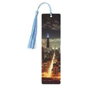 Segnalibro in legno con ciondolo a forma di Nappa di Chicago City, realizzato a mano, ideale come regalo di compleanno