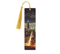 Segnalibro in legno con ciondolo a forma di Nappa di Chicago City, realizzato a mano, ideale come regalo di compleanno