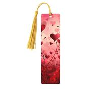 Segnalibro in legno con cuori rossi colorati e tasse, segnalibri romantici per donne, uomini, amanti dei libri, segnalibri per studenti, insegnanti, scrittori, regali
