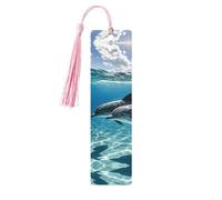 Segnalibro in legno con delfini nel mare Segnalibro in legno vintage in legno da appendere etichette segnalibri ornamenti con nappe carino segno di lettura per libri per donne uomini amanti dei libri