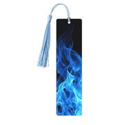 Segnalibro in legno con fiamme blu, segnalibro fai da te in legno con nappe colorate, etichette regalo in legno, regalo insolito per gli amanti dei libri, uomini e donne