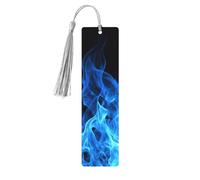 Segnalibro in legno con fiamme blu, segnalibro fai da te in legno con nappe colorate, etichette regalo in legno, regalo insolito per gli amanti dei libri, uomini e donne