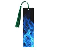 Segnalibro in legno con fiamme blu, segnalibro fai da te in legno con nappe colorate, etichette regalo in legno, regalo insolito per gli amanti dei libri, uomini e donne