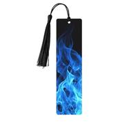 Segnalibro in legno con fiamme blu, segnalibro fai da te in legno con nappe colorate, etichette regalo in legno, regalo insolito per gli amanti dei libri, uomini e donne