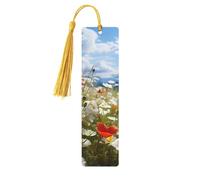Segnalibro in legno con fiori di prato e margherita, per uomini, donne, insegnanti, regalo vintage, fatto a mano, segna libri per leggere pagine segnapagine, etichette regalo da appendere, segnalibro