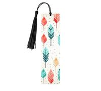 Segnalibro in legno con frecce color corallo e foglia di tè per gli amanti dei libri, segnalibri fai da te in legno da appendere con nappe colorate, etichette in legno, ornamenti, regalo insolito per