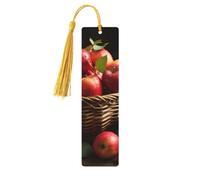 Segnalibro in legno con frutto rosso in un cesto, per uomini e donne, segnalibro in legno unico fatto a mano con nappa ciondolo segnalibro per amanti dei libri, regalo di compleanno per insegnanti