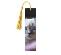 Segnalibro in legno con gatto dagli occhi azzurri, per uomini, donne, insegnanti, regalo vintage, fatto a mano, segna libri per leggere le pagine, etichette regalo da appendere, ornamenti segnalibri