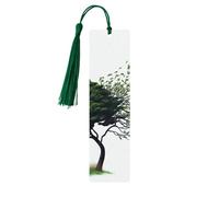 Segnalibro in legno con grande albero che soffia nel vento, per uomini e donne, segnalibro in legno unico fatto a mano con nappa ciondolo segnalibro per amanti dei libri, regalo di compleanno per
