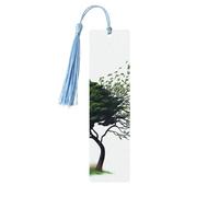 Segnalibro in legno con grande albero che soffia nel vento, per uomini e donne, segnalibro in legno unico fatto a mano con nappa ciondolo segnalibro per amanti dei libri, regalo di compleanno per