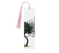 Segnalibro in legno con grande albero che soffia nel vento, per uomini e donne, segnalibro in legno unico fatto a mano con nappa ciondolo segnalibro per amanti dei libri, regalo di compleanno per