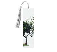 Segnalibro in legno con grande albero che soffia nel vento, per uomini e donne, segnalibro in legno unico fatto a mano con nappa ciondolo segnalibro per amanti dei libri, regalo di compleanno per