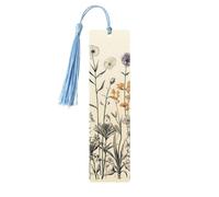 Segnalibro in legno con incisione botanica con erbe floreali per uomini e donne che leggono segnalibri in legno unici fatti a mano con nappa ciondolo segnalibro per amanti dei libri, regalo di