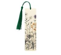 Segnalibro in legno con incisione botanica con erbe floreali per uomini e donne che leggono segnalibri in legno unici fatti a mano con nappa ciondolo segnalibro per amanti dei libri, regalo di