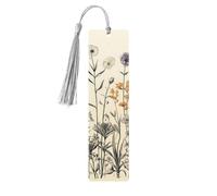 Segnalibro in legno con incisione botanica con erbe floreali per uomini e donne che leggono segnalibri in legno unici fatti a mano con nappa ciondolo segnalibro per amanti dei libri, regalo di