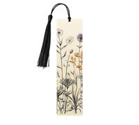 Segnalibro in legno con incisione botanica con erbe floreali per uomini e donne che leggono segnalibri in legno unici fatti a mano con nappa ciondolo segnalibro per amanti dei libri, regalo di