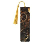 Segnalibro in legno con ingranaggi steampunk per uomini e donne personalizzato intaglio in legno con nappa ciondolo segnalibro per gli amanti dei libri regalo di compleanno studenti insegnanti regalo